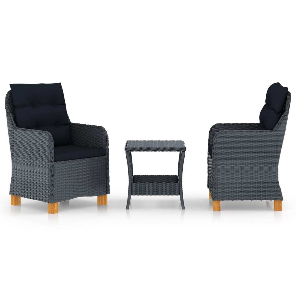 Garden Lounge Set Dark Grey Poly Rattan Medium Removable Covers