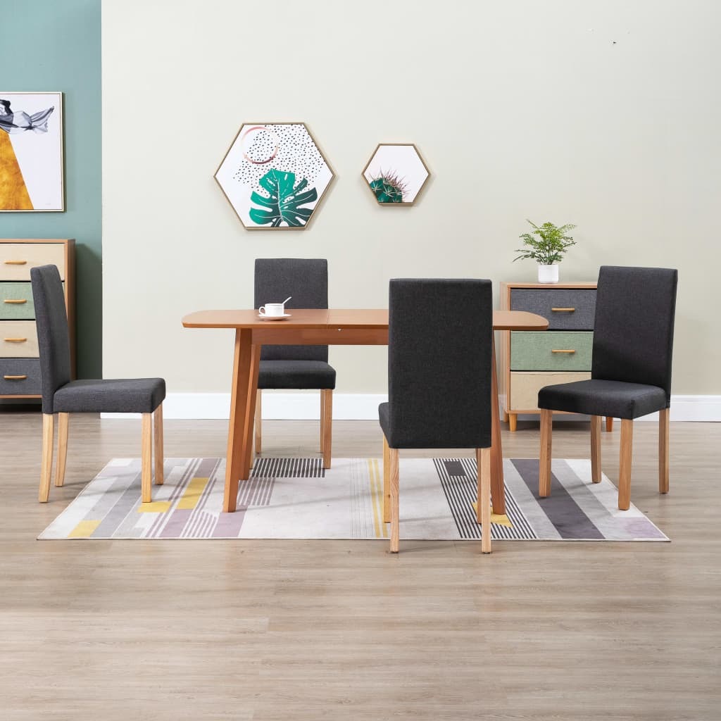 Dining Chair Set of 4 Dark Gray Fabric Standard Ergonomic