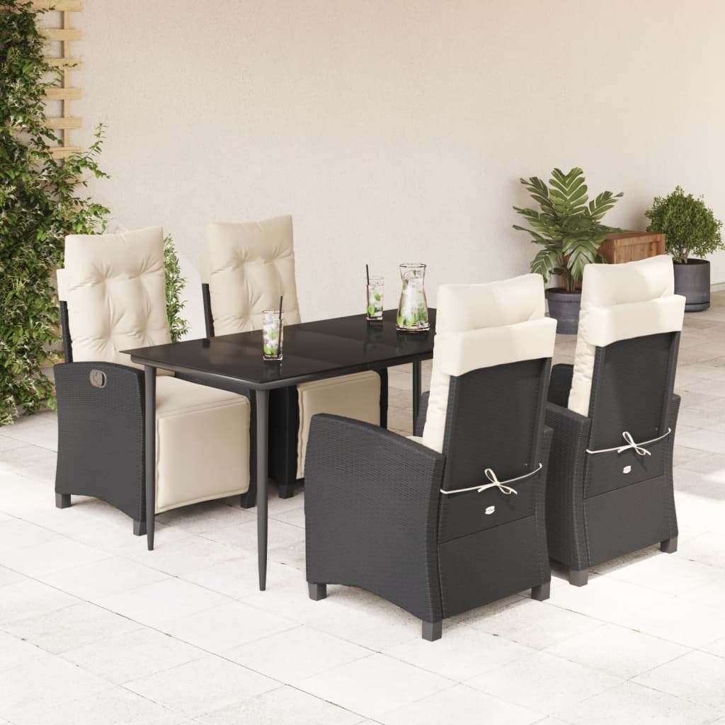 Garden Dining Set Black, Cream White