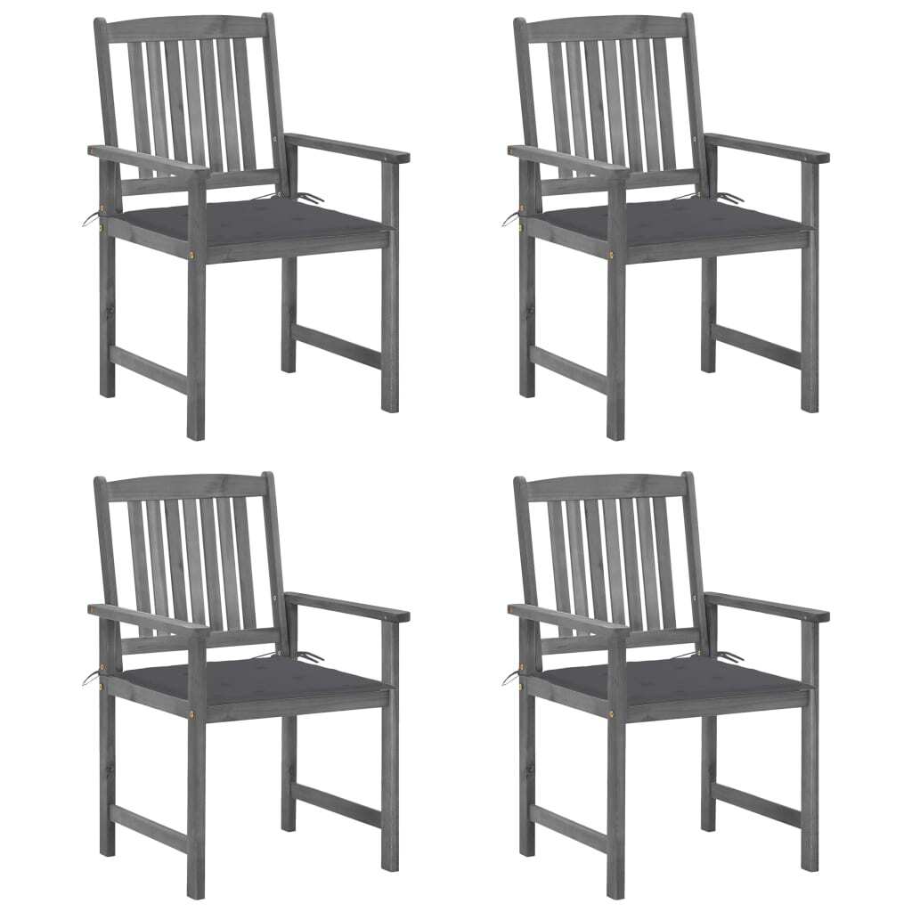 Garden Chair Set of 4 Grey Solid Acacia wood Standard Tough
