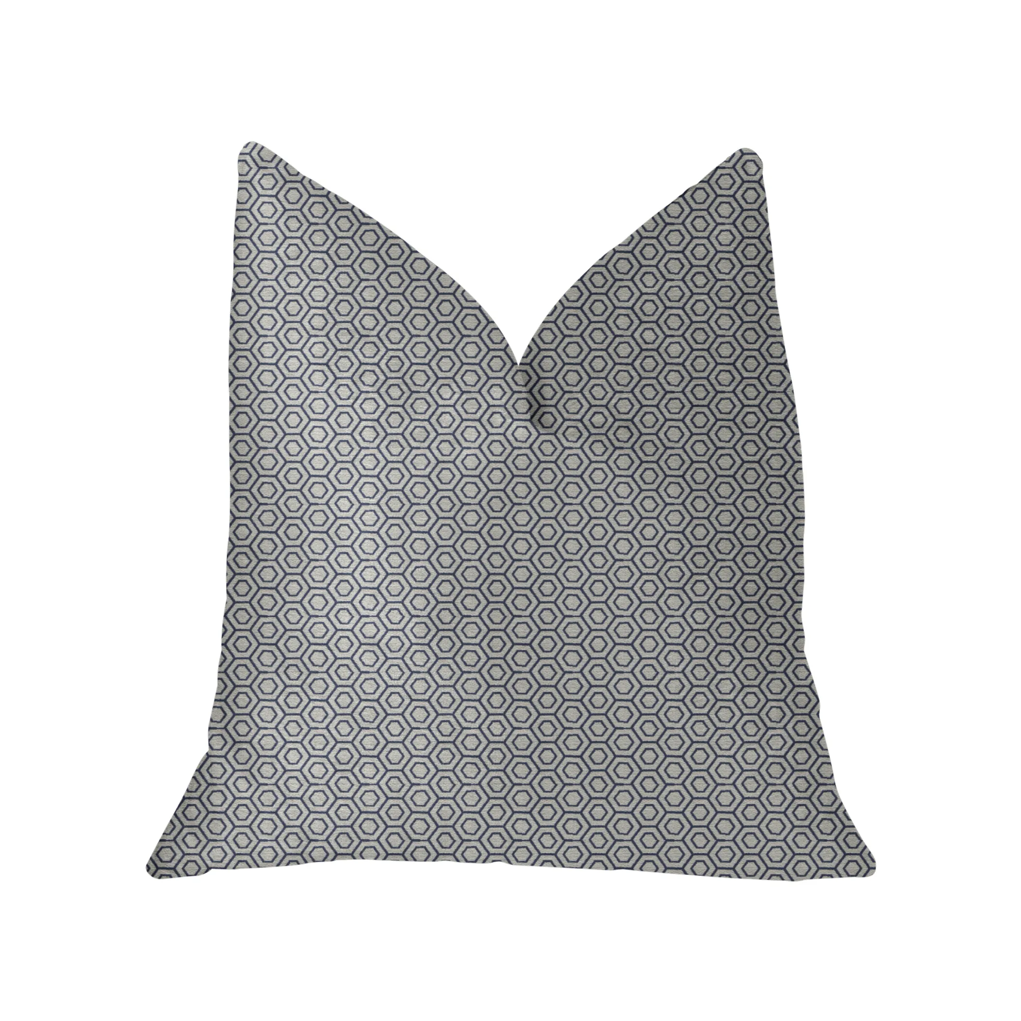 Plutus Myriad Hexagon  Blue and Beige Luxury Throw Pillow