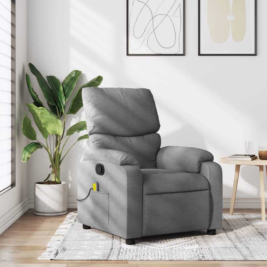 Massage Recliner Chair Light grey Fabric, Metal, Plywood, Foam