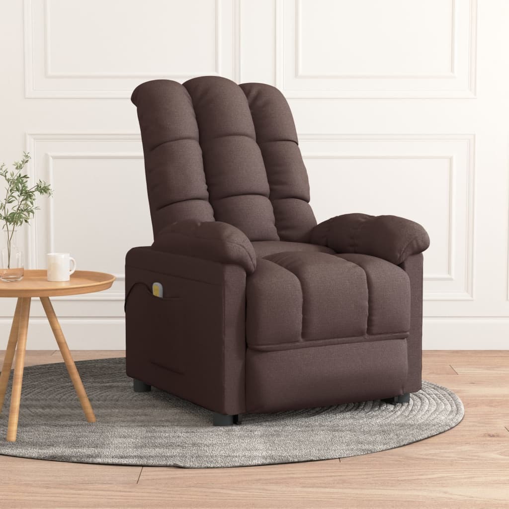 Massage Chair Dark Brown Fabric (100% polyester), plywood, iron