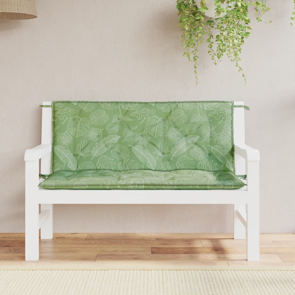 Garden Bench Cushion Set of 2 Leaf Pattern Oxford Fabric