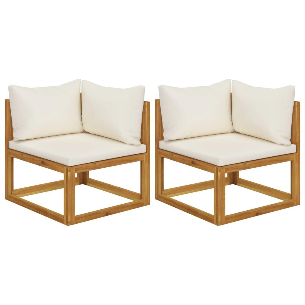 Corner Sofa Cream white Solid acacia wood Standard two-seater