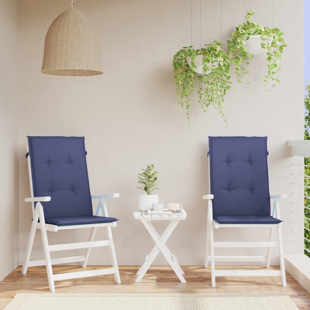 Highback Chair Cushion Set of 2 Navy Blue 100% polyester