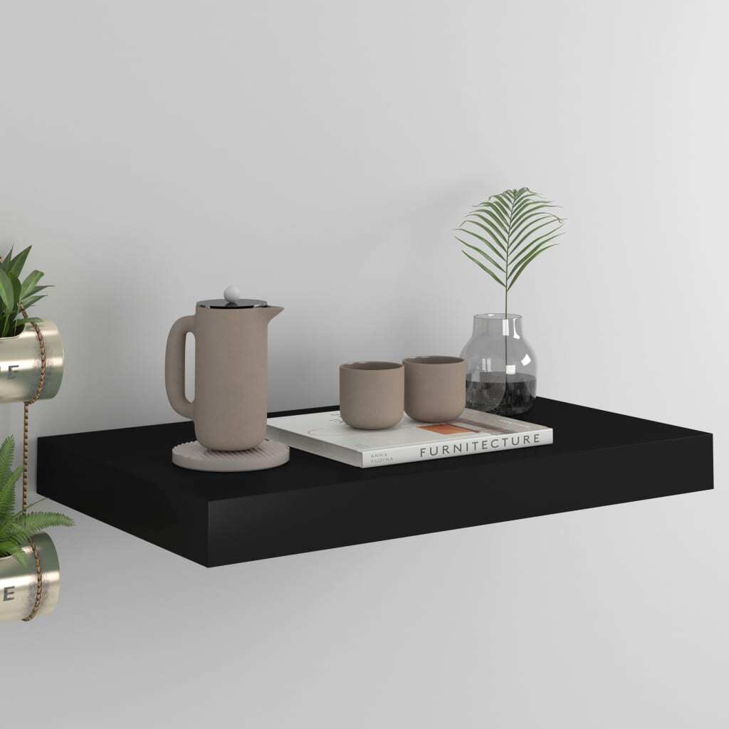 Wall Shelf Black Honeycomb MDF, Metal 15.7 in Floating Wall Shelf