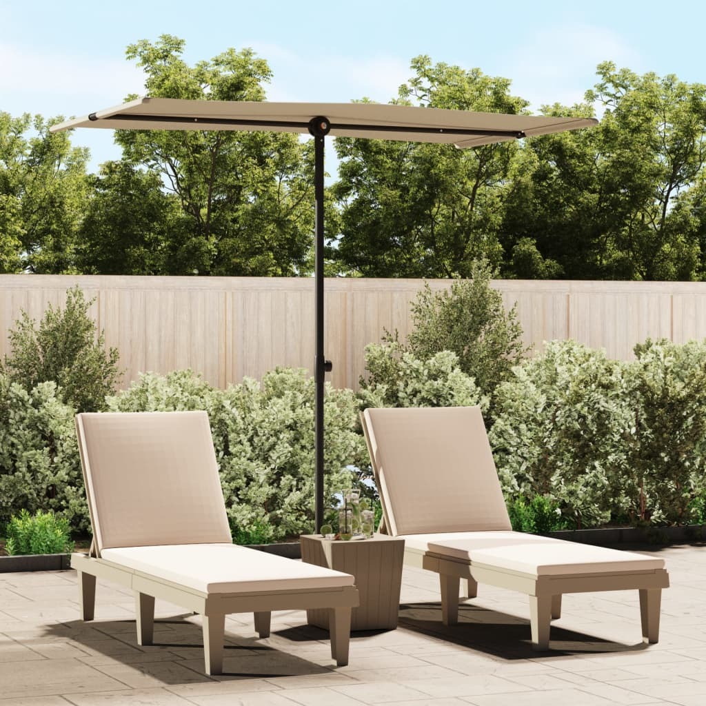 Garden Parasol Taupe Polyester, Aluminum 70.9 x 43.3 in Rotatable