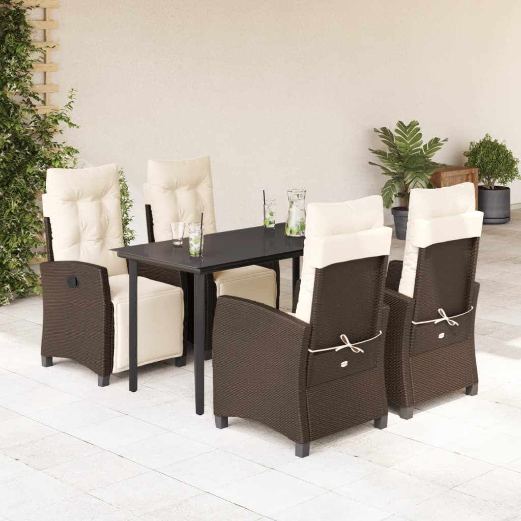 Garden Dining Set Brown, Black, Cream White