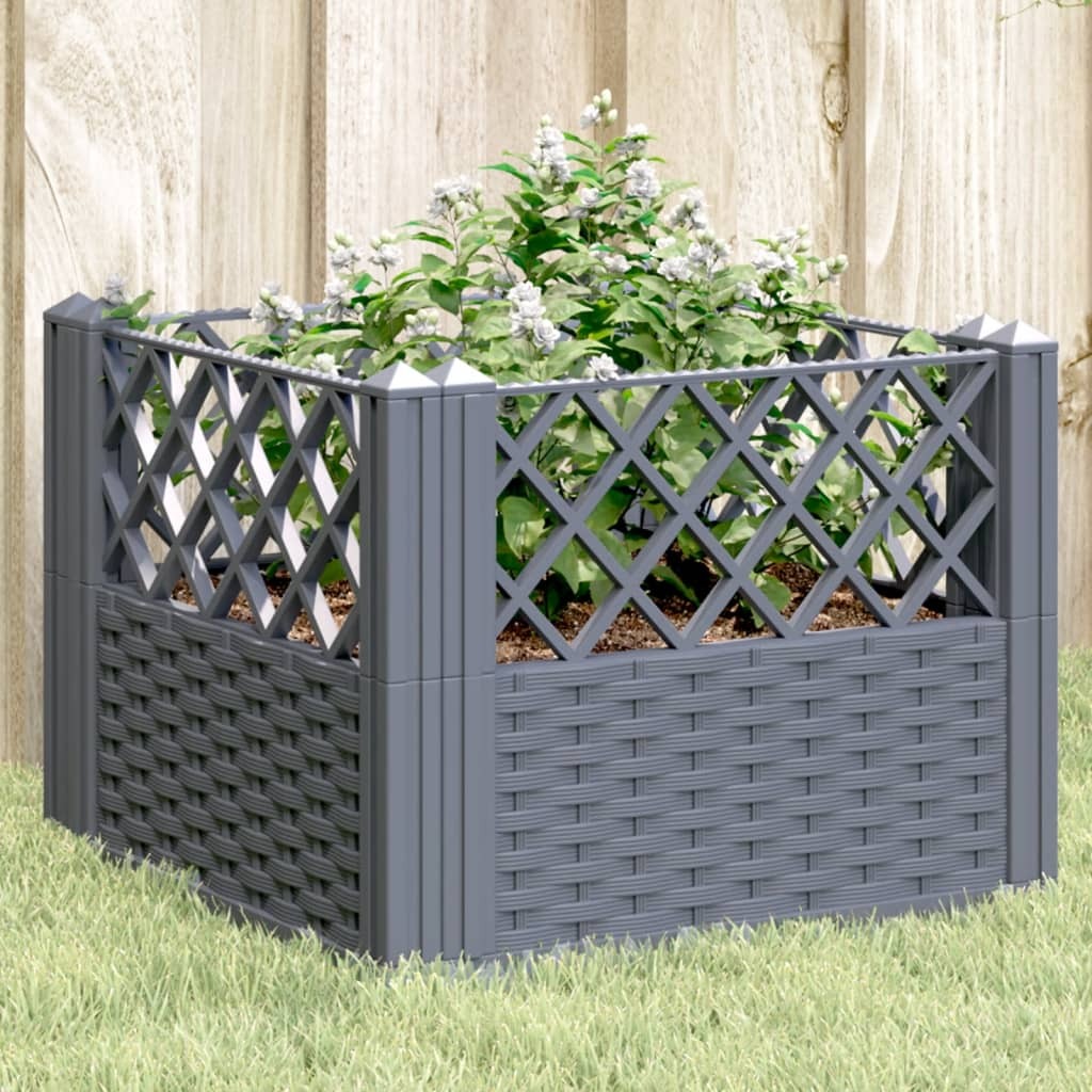 Garden Planter Blue Grey Polypropylene Medium Modular