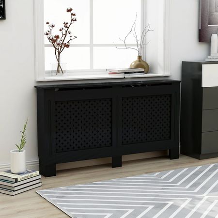 Radiator Cover Black 59.8"x7.5"x32.1" MDF