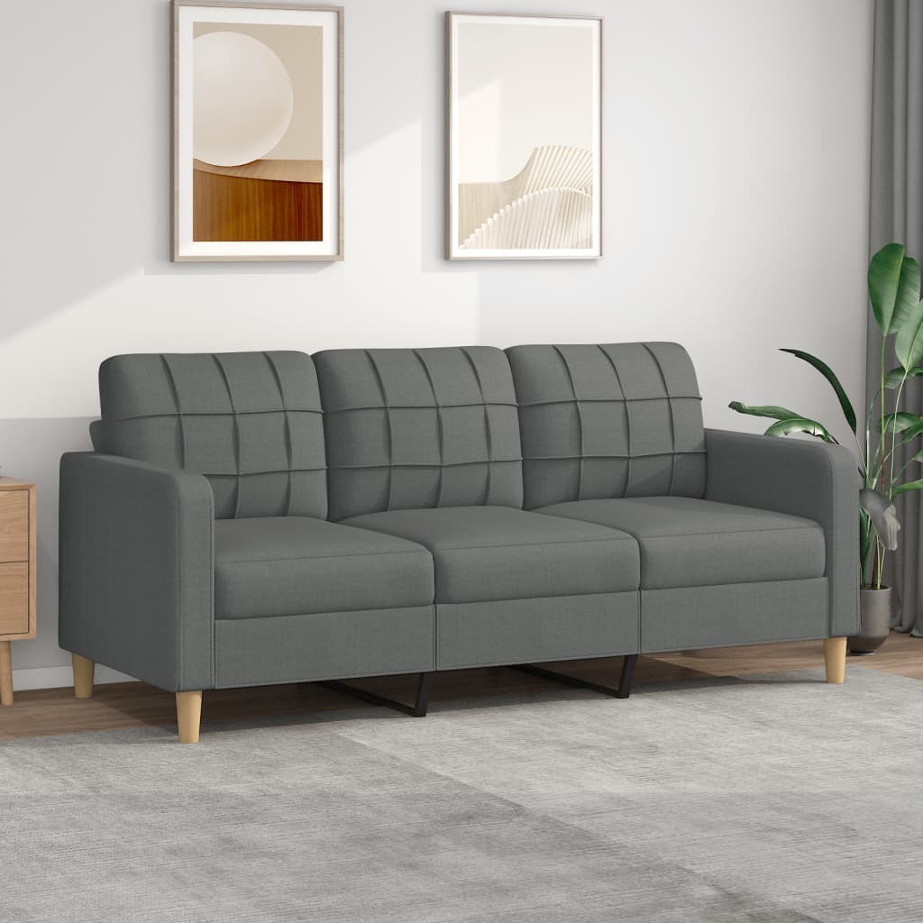 3-Seater Sofa Dark Grey Fabric (100% polyester), metal, textilene
