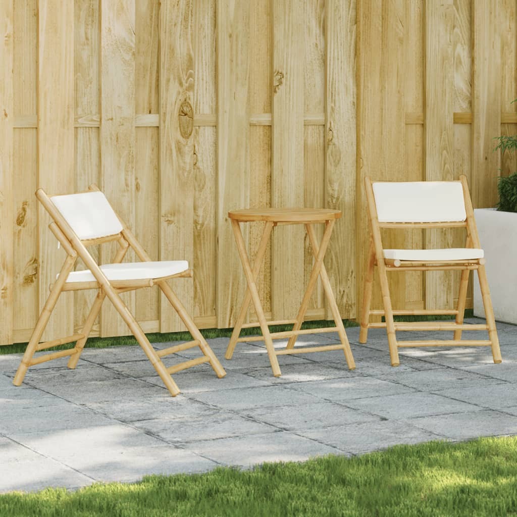 Bistro Set Cream White Bamboo, Polyester, Foam, Cotton fiber Medium