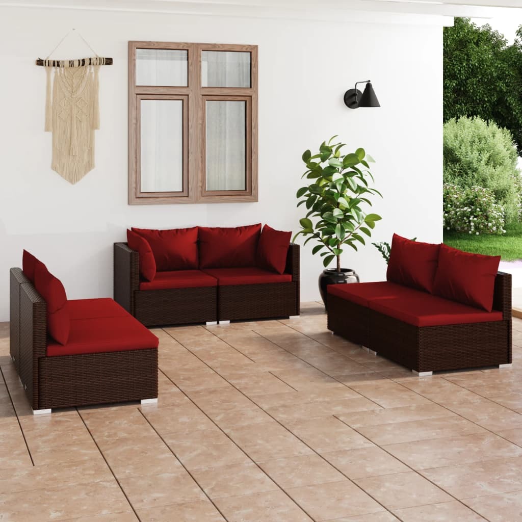 Garden Lounge Set Brown and Cinnamon Red