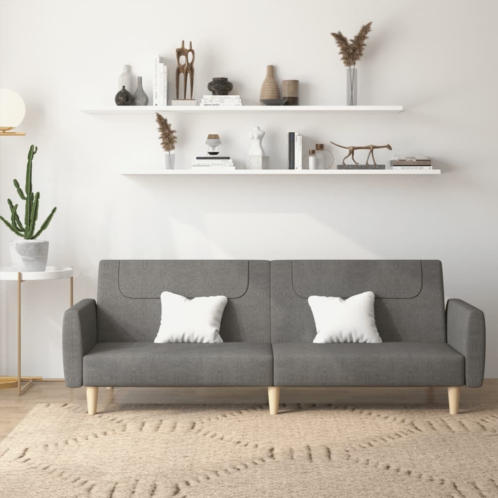 Sofa Bed Dark Grey Fabric (100% polyester), Wood, Foam 2-Seater