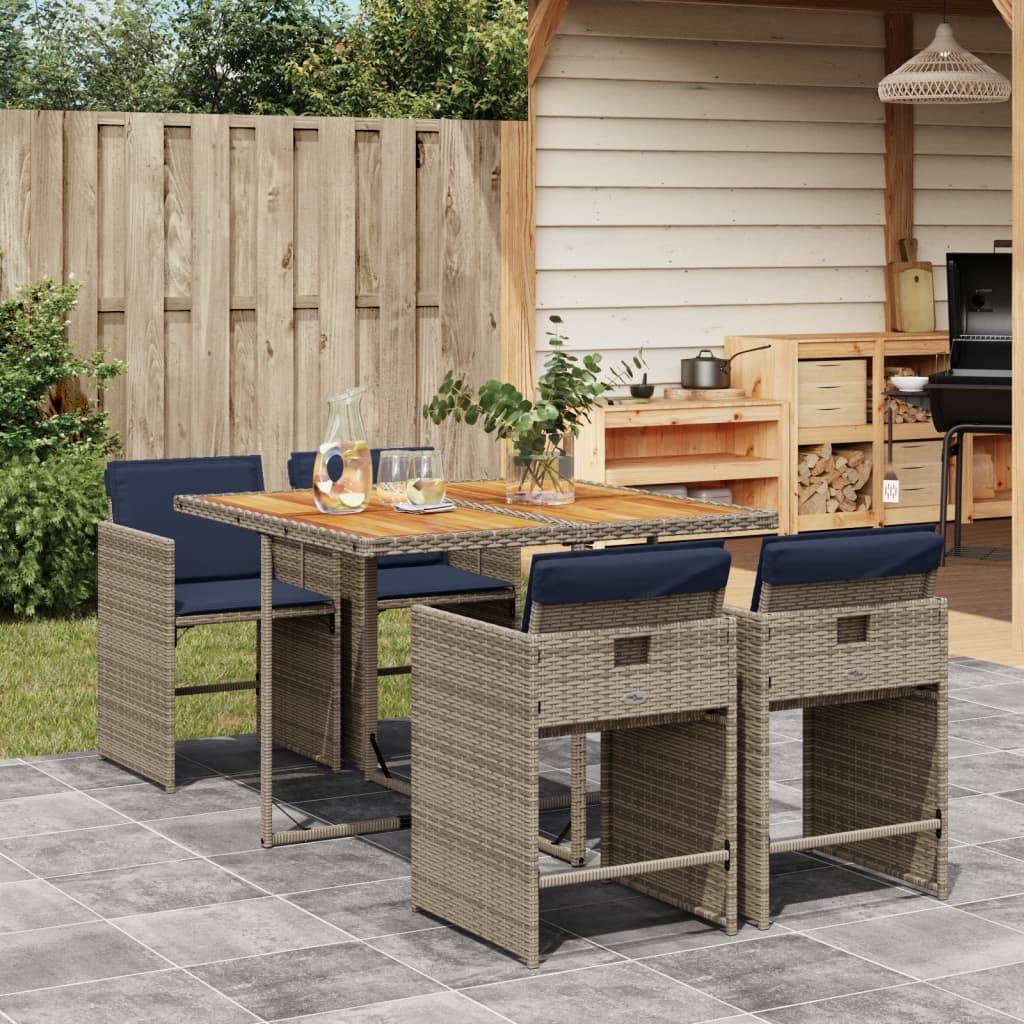 Patio Dining Set Set of 4 Gray and Brown