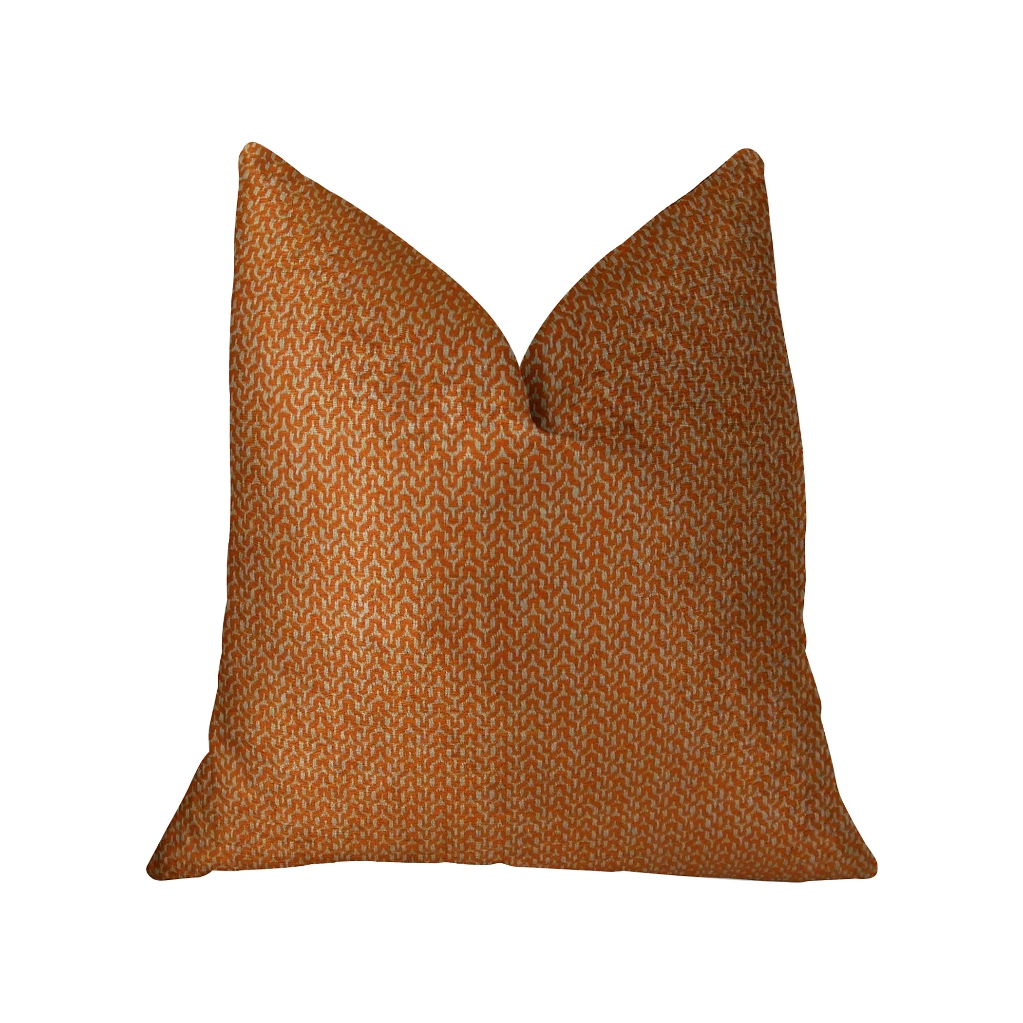 Plutus Kashmiri Oak Orange and Taupe Handmade Luxury Pillow