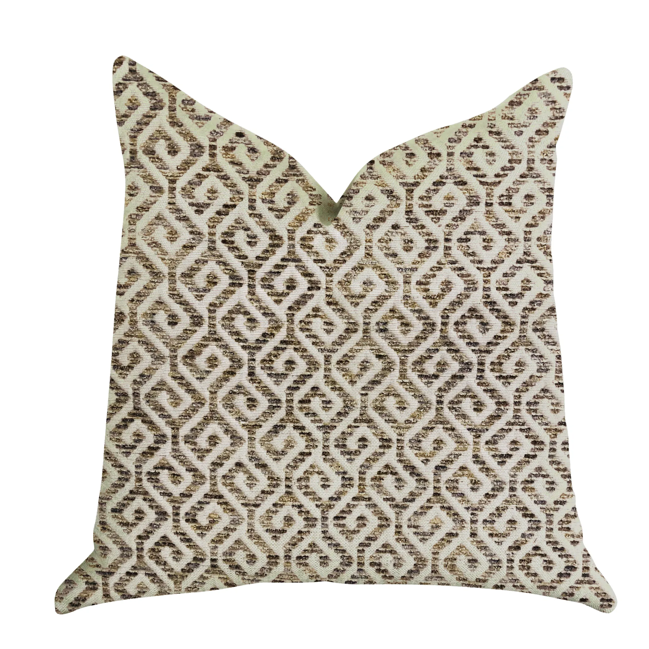Plutus Omni Truffle Brown Shades Maze Luxury Throw Pillow 