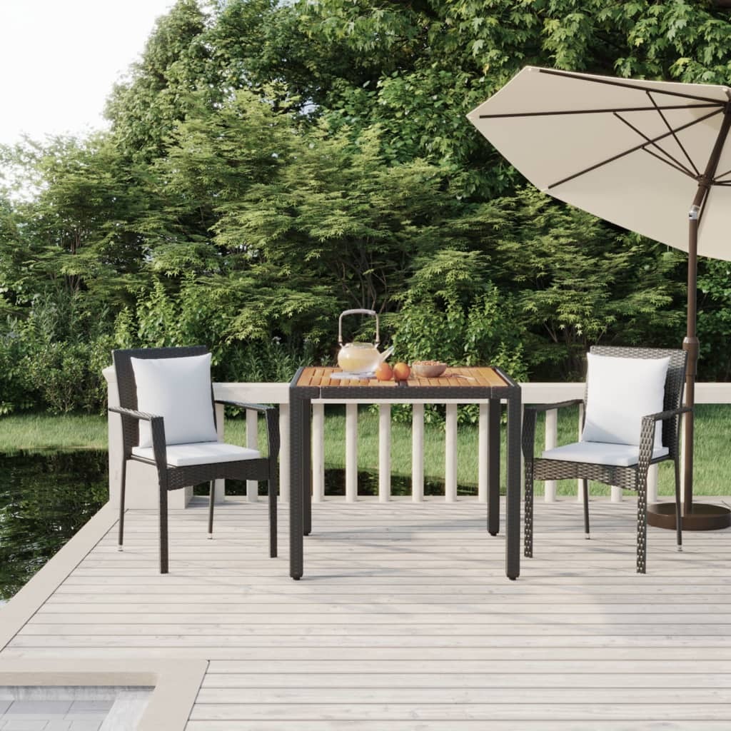Garden Dining Set Black, Cream White