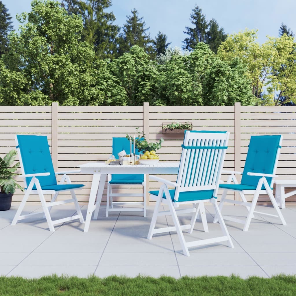Highback Chair Cushion Set of 4 Blue 100% Polyester