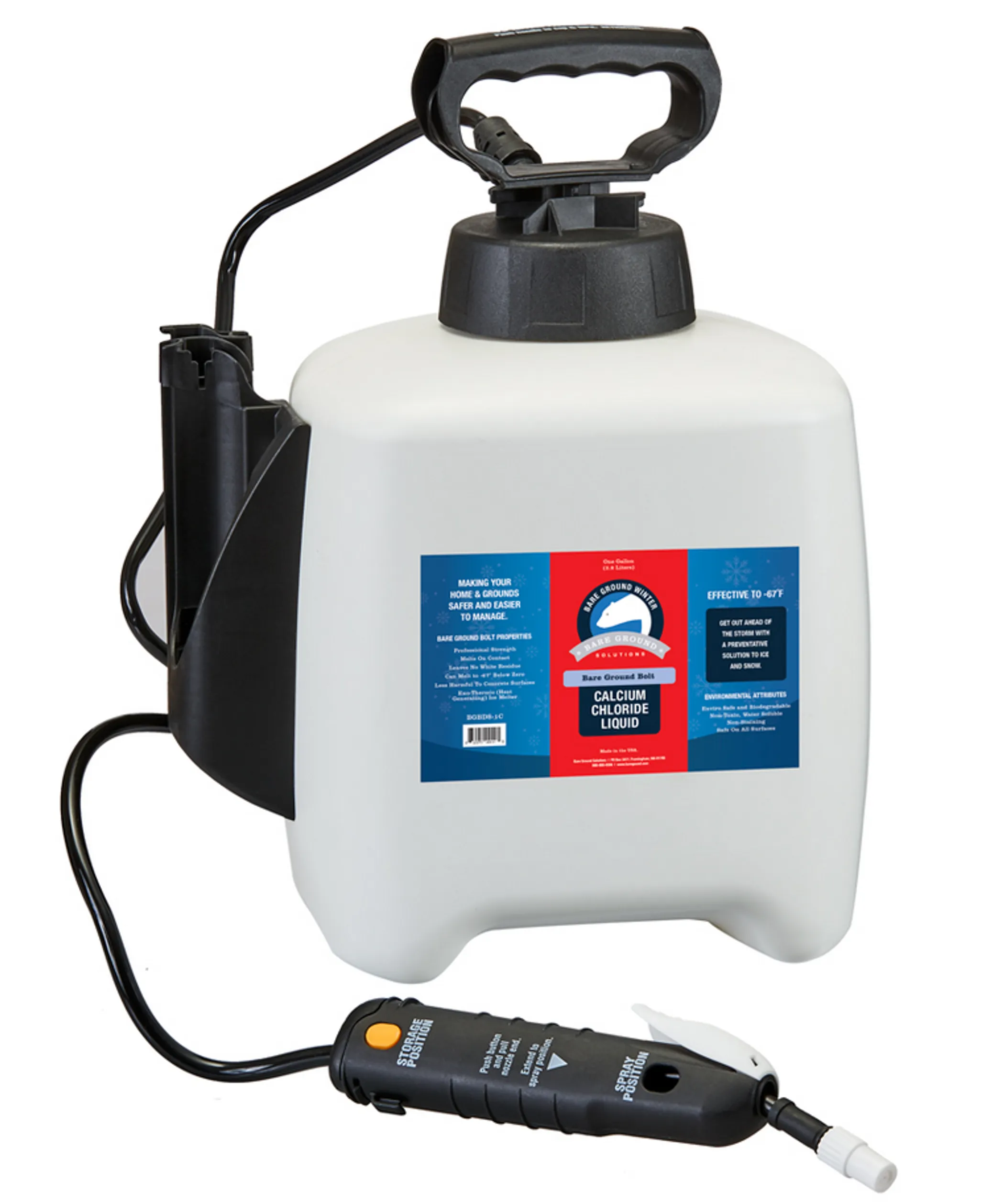 Bolt Deluxe system w/ pump sprayer and 1 gallon of Bolt Calcium Chloride liquid deicer 
