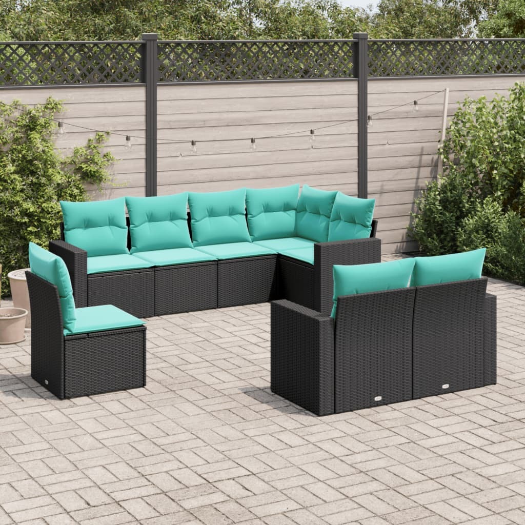 Garden Sofa Set Black, Blue