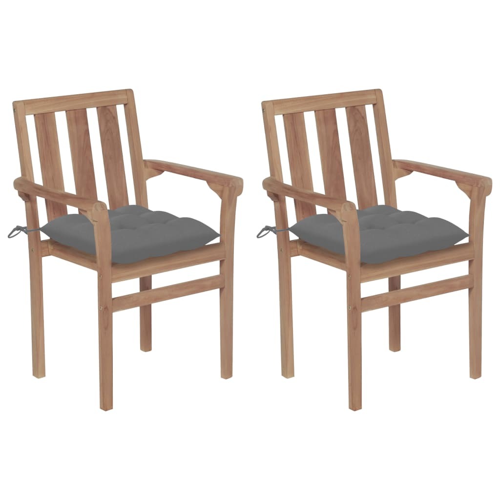 Wooden Garden Chair Set of 2 Natural wood Solid teak Medium