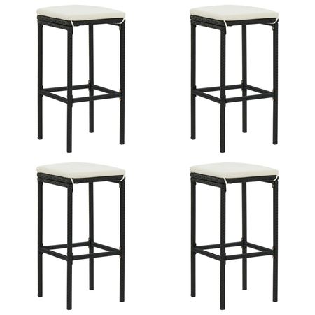 Bar Stool Set of 4 Black, Cream White