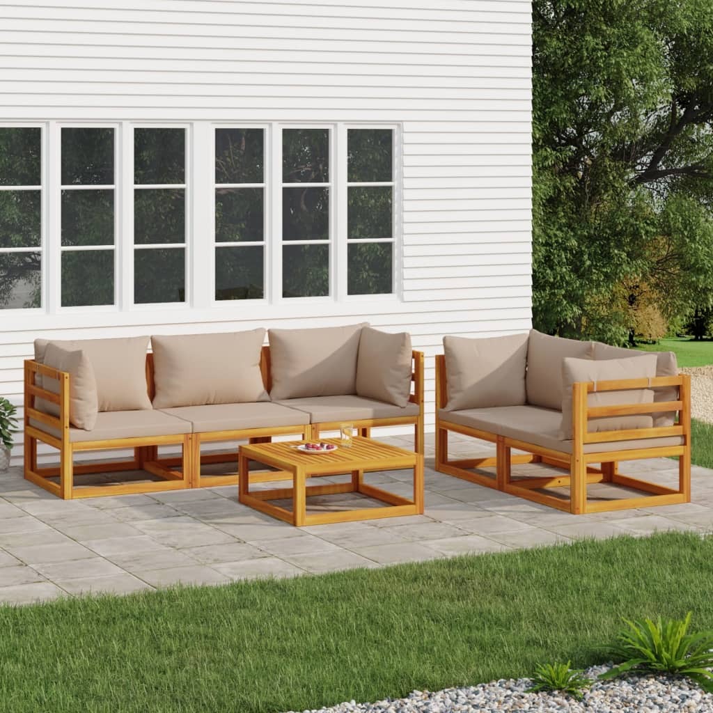 Garden Lounge Set Taupe Solid acacia wood Medium Modular