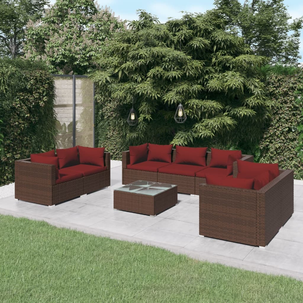 Garden Lounge Set Brown, Cinnamon Red