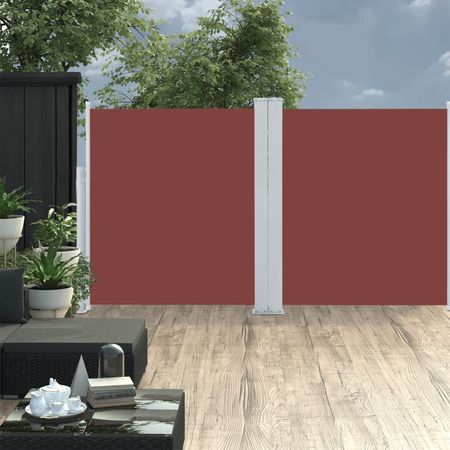 Side Awning Brown Polyester fabric with PU coating 55.1x236.2 in