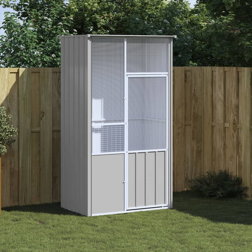 Bird Cage Grey Galvanized Steel Large Bird Cage Rectangular