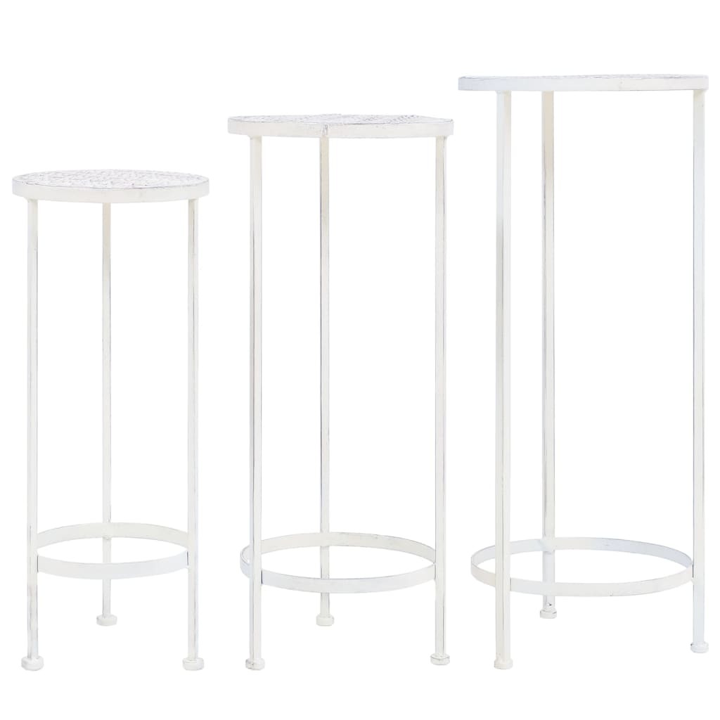 Plant Stand Antique White Metal Medium Stackable Plant Stand