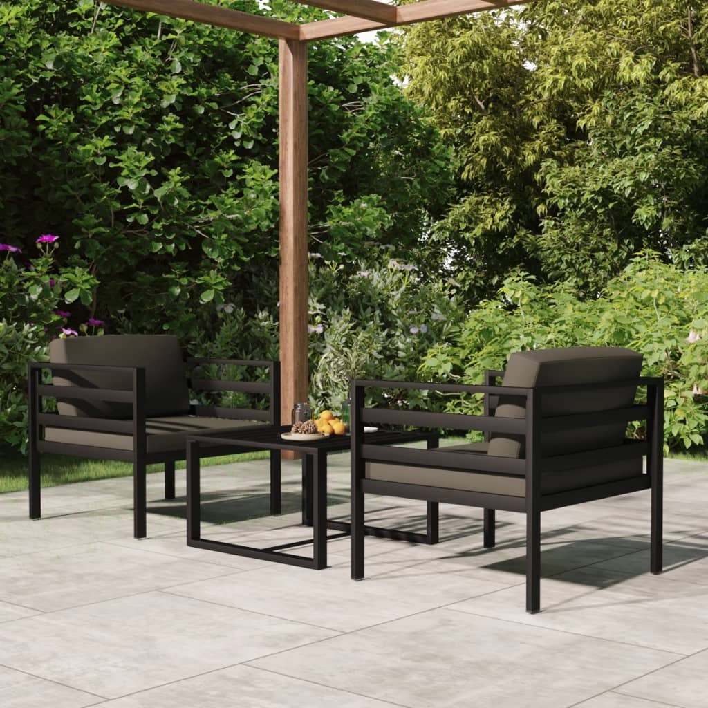 Garden Lounge Set Anthracite Aluminum 3 Piece Set Modular