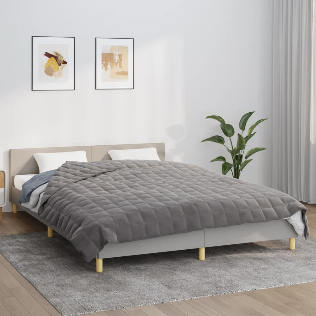 Weighted Blanket Grey Polyester, Glass Beads 86.6 in x 92.5 in