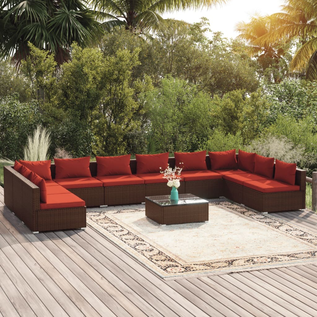 Garden Lounge Set Brown, Cinnamon red