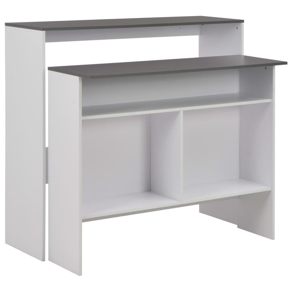 Bar Table White with Grey Tabletop Engineered wood Bar Height