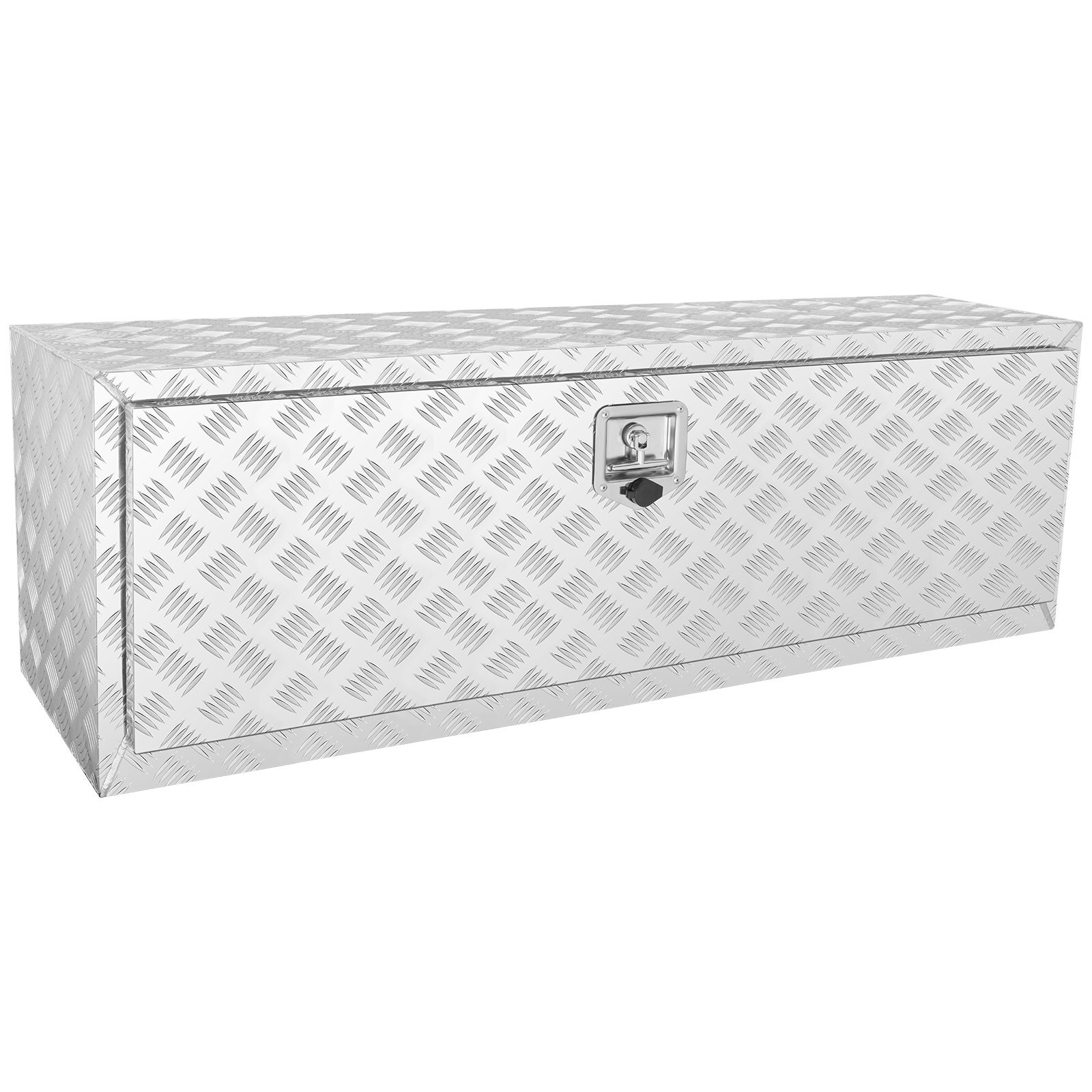 Underbody Truck Box, 48"?&mdash;17"?&mdash;18" Pickup Storage Box, Heavy Duty Aluminum Diamond Plate Tool Box with Lock and Keys, Waterproof Trailer Storage Box with T-Handle Latch for Truck, Van, Trailer