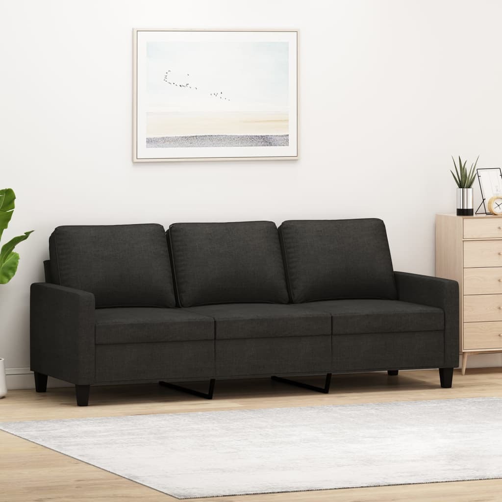 3-seater Sofa Black Polyester, Metal, Textilene 3-seater