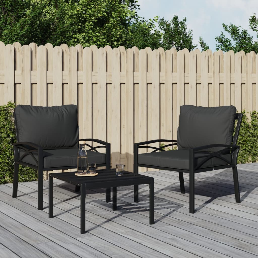 Garden Chair Set of 2 Black and Grey