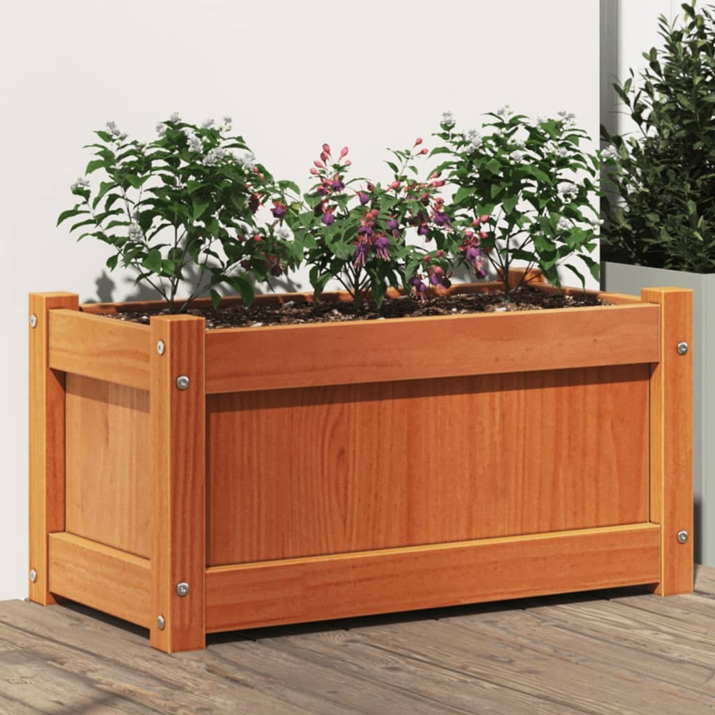 Garden Planter Wax brown Solid pine wood Medium Decorative Inlays