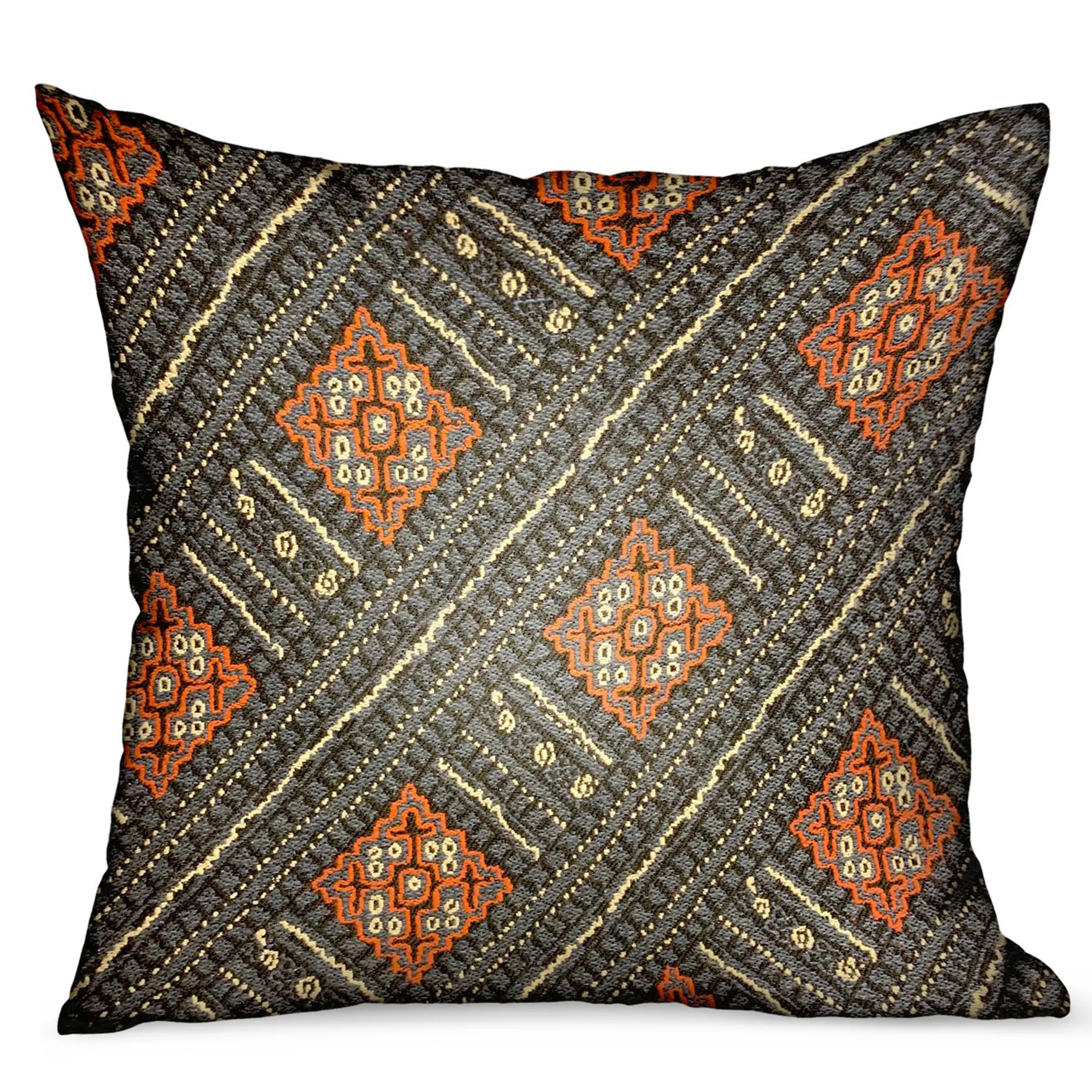 Plutus Cobalt Lattice Blue Geometric Luxury Outdoor/Indoor Throw Pillow