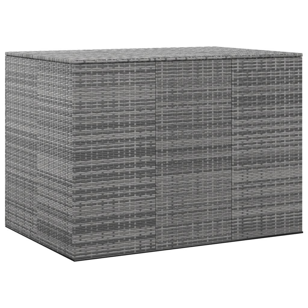 Cushion Box Gray PE rattan Large Cushion Box Rectangular