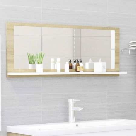 Mirror White and Sonoma Oak Engineered wood, acrylic Wall mounting