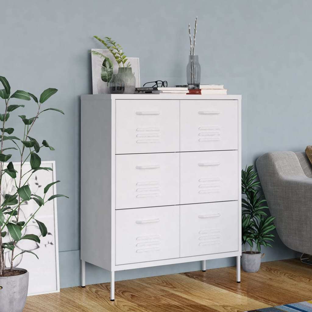 Drawer Cabinet White Steel Medium Fully Extendable