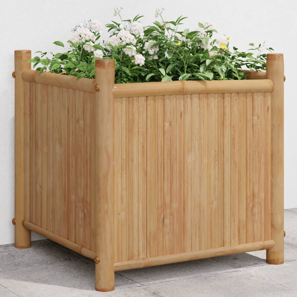 Planter Natural Bamboo Bamboo 15.7 in x 15.7 in x 15.7 in