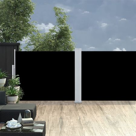 Side Awning Black Polyester with PU coating 55.1x393.7 in