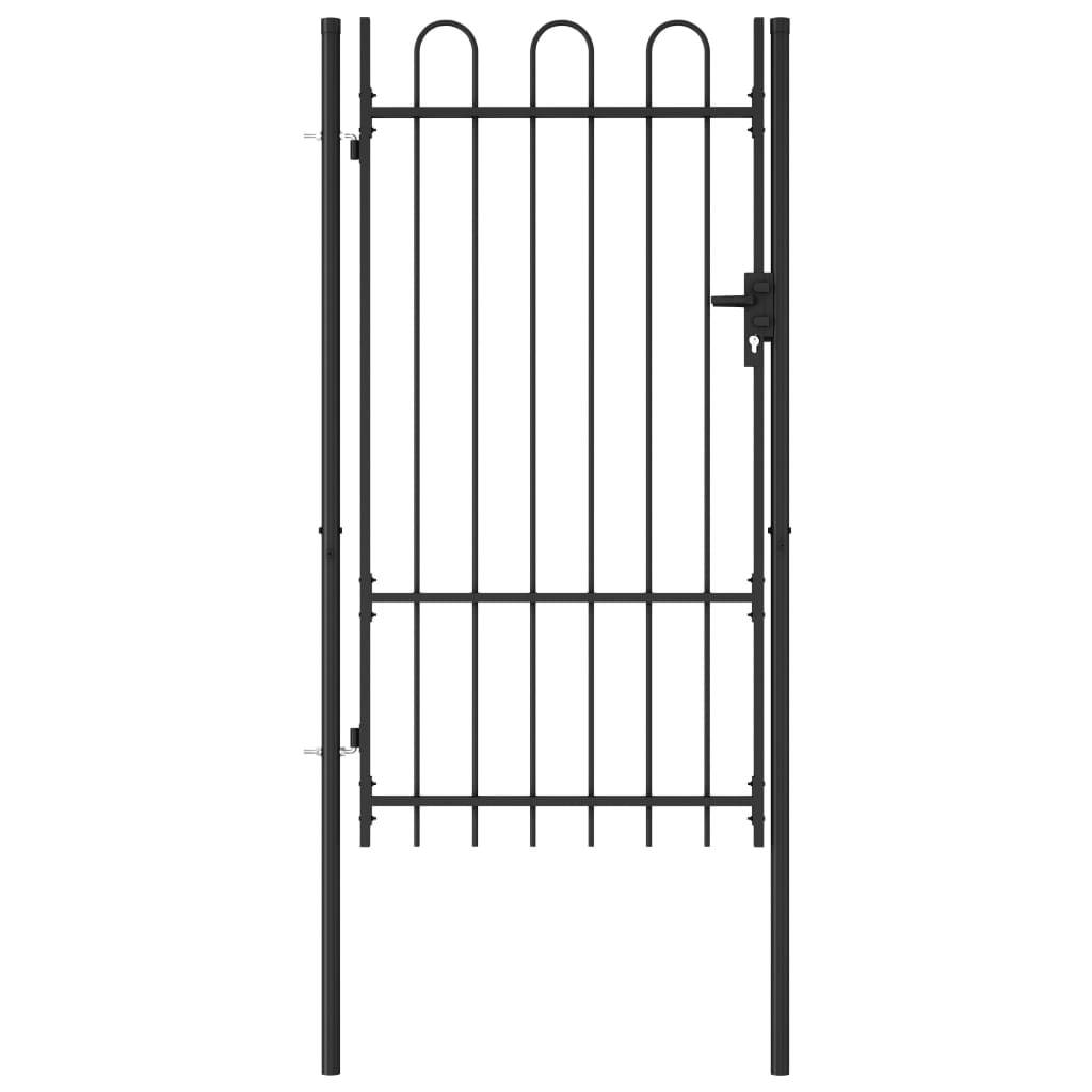 Fence Gate BOXTEL Single Door with Arched Top Steel 3.3x5.7' Black