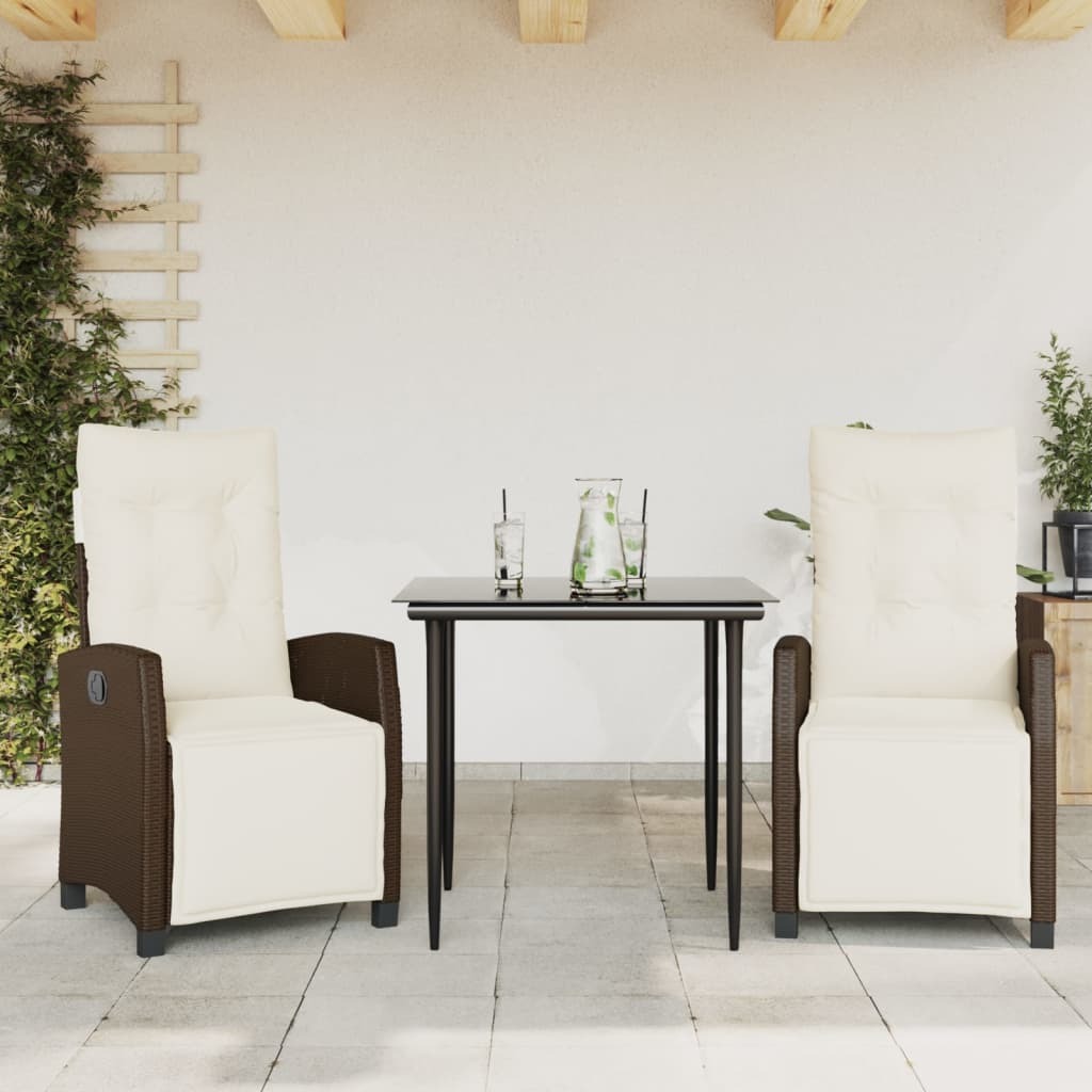 Garden Dining Set Brown, Cream White, Black