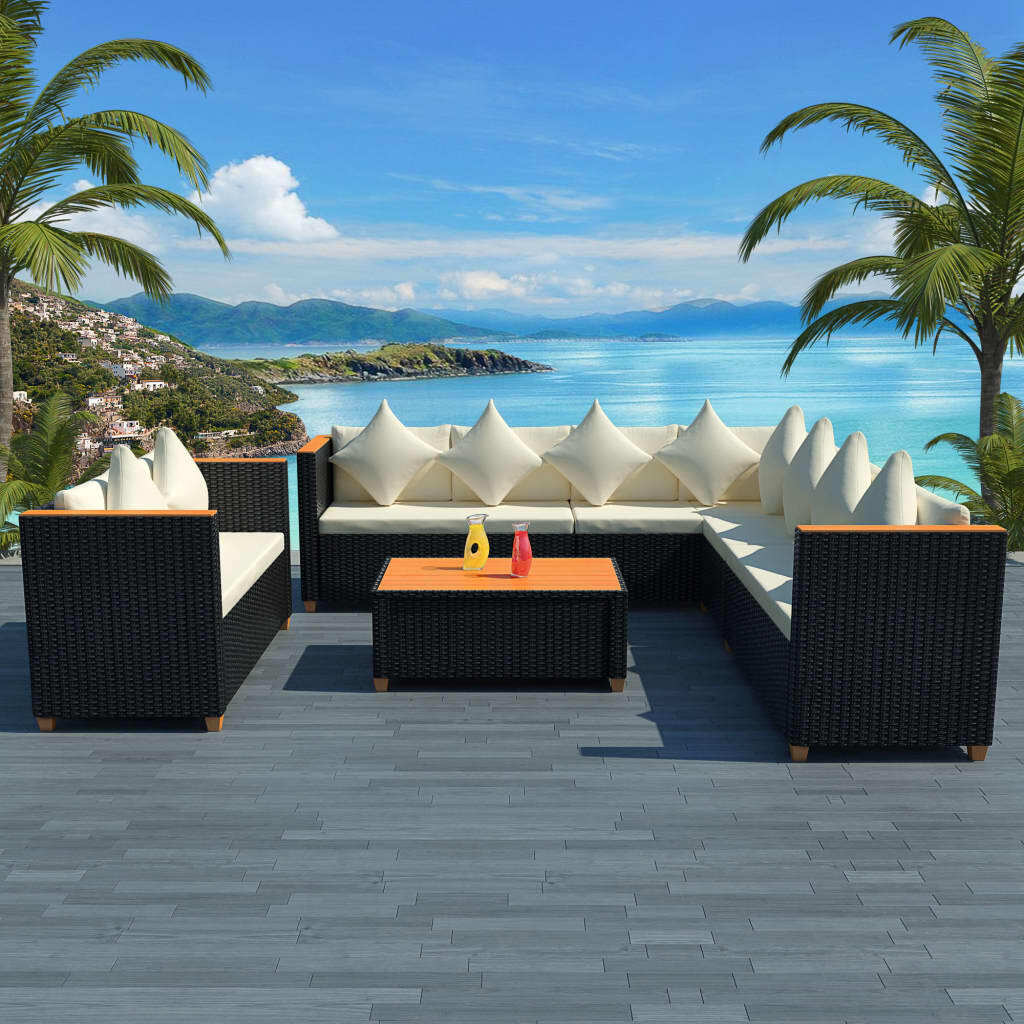 Patio Furniture Set Set of 6 Black, Cream White